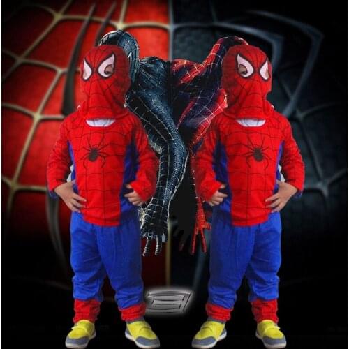 Childrens Cosplay Amazing Superhero Spiderman Halloween Costume Clothes Set Bodysuit For Kids Long Sleeve Top+Pants+Mask Suit