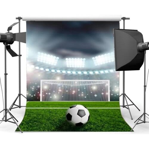 Football Field Backdrop Indoor Stadium Stage Lights Grass Meadow Bokeh Glitter Sequins Sports Match School Game