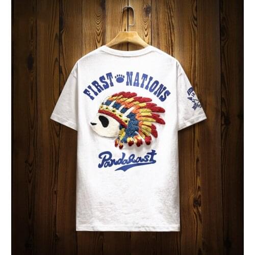 Trendy Brand National Fashion Panda Short Sleeve T-shirt Mens Japanese Summer Trendy All-Matching Loose Couple Outfit Half