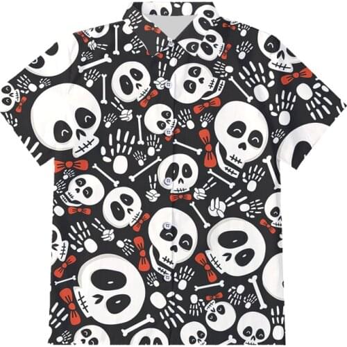IFPD EU Size 3D Print Cute Skull Button Shirts Mens Summer Quality Terror Shirts Short Sleeve Hip Hop Harajuku Top Drop Ship