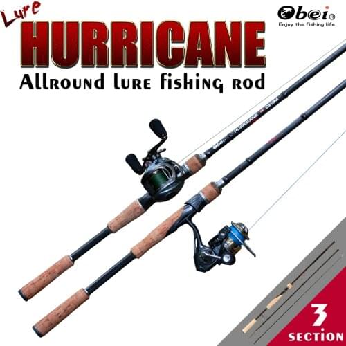Obei hurricane spinning casting carbon fishing rod portable travel spin cast 1.8m 2.1m 2.4m 2.7m ultra light lure fishing rod