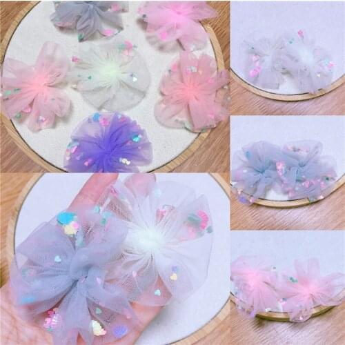 15pcs6.5cm Lace Organza handmade flowers DIY accessories for Hair Accessories ,clothes and shoes