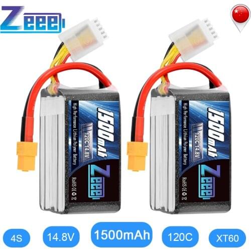 2UNITS Zeee Lipo Battery 14.8V 120C 1500mAh 4S Graphene RC Lipo Battery Pack with XT60 Plug for RC Car Truck Airplane FPV