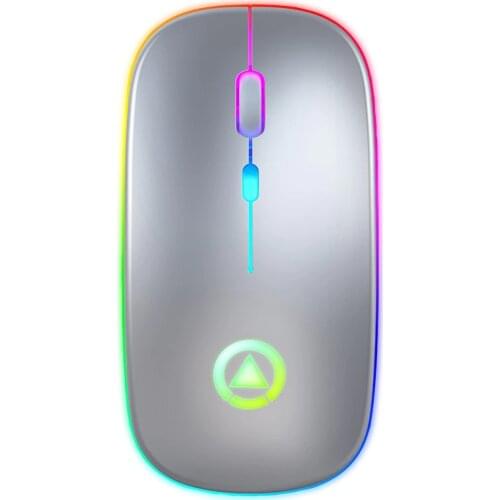Mini Wireless Mouse 1600DPI 2.4Ghz Slim Silent Rechargeable Mouse Colorful Breathing Lights Power Saving for Laptop Desktop