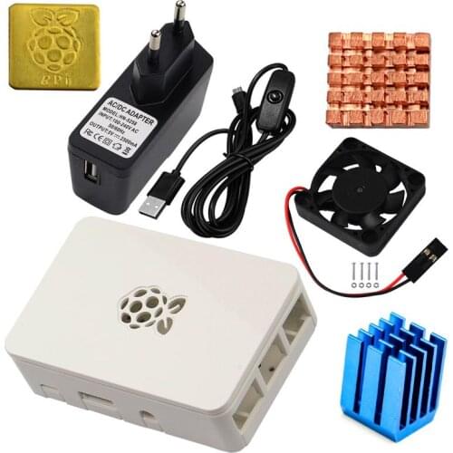 Model Pi 3 For Raspberry B + Plus Case + 5V Cooling Fan With Screws + Heat Sink + 5V 2.5A USB Charger Adapter Enclosure Kit