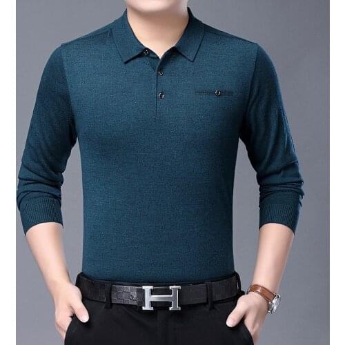 Man Sweater T Shirts Middle Aged Male Wool Knit Clothing Long Sleeve Thin Jumpers Pullovers