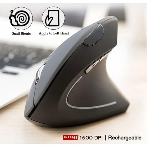 CHYI Wireless Mouse Right/Left Hand Rechargeable Ergonomic Vertical 1600DPI USB Optical For PC Gamer