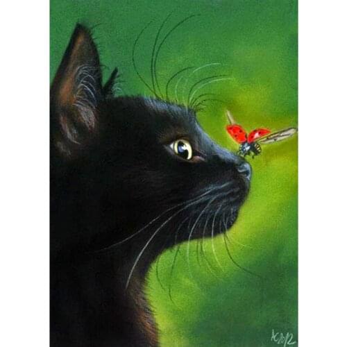 Cat Butterfly Bee Animal DIY Embroidery 11CT Cross Stitch Kits Craft Set Printed Canvas Cotton Thread Wholesale For Living Room