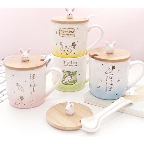 New Ceramic Mug Office Home Coffee Milk Tea Drinking Cup Student Couple Rabbit Ceramic Cup Coffee Mugs Creative with All