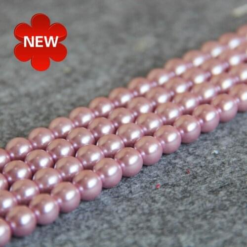 2015 New Charming 8-14mm Pink Shell pearl beads Seashell DIY gift for women girl loose Jewelry making design 15inch Wholesale