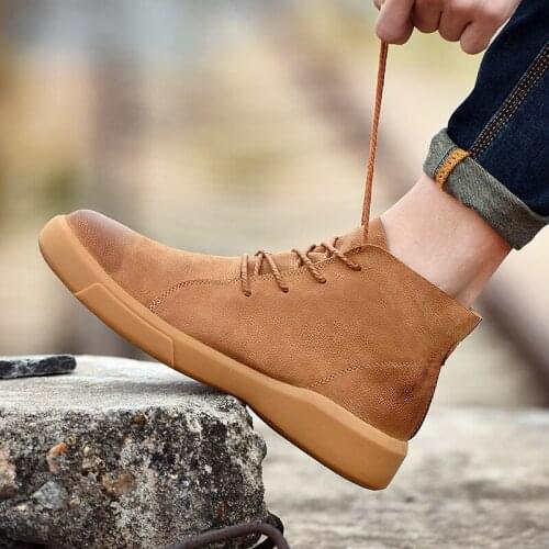 Plus Size Shoes Man Boots Genuine Leather Men Boots Winter with Fur Casual Shoes Lace Up Boots Men Fashion Autumn Men Shoe