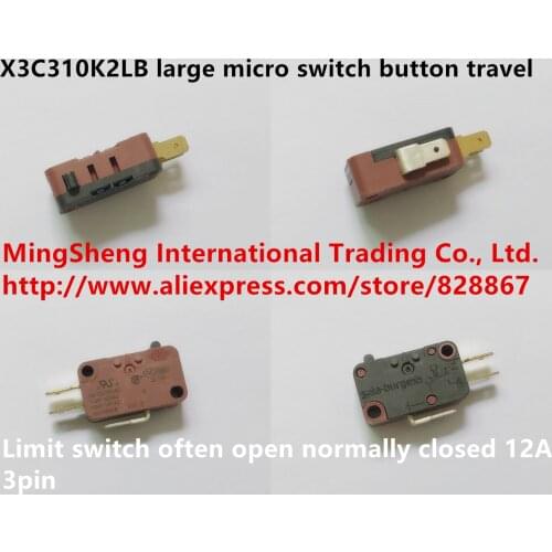 Original new 100% 3pin 12A large micro switch button travel limit switch often open normally closed X3C310K2LB