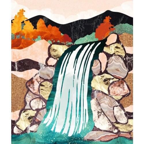 Autumn Waterfall Stone Coral Abstract Canvas Painting Landscape Wall Art Bedroom Picture Printing Room Posters Home Decorative