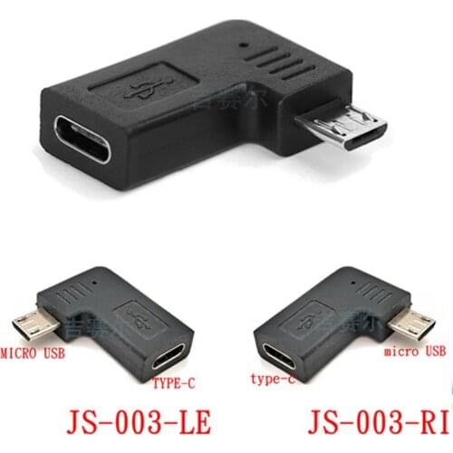 Left Right Angle Micro Usb Male To Type-c Female to Microusb Male 90 Degree Type C Charge data Adapter usb c female to Micro usb