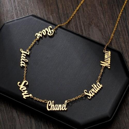 Personalized 1-6 Nameplate Necklaces Stainless Steel Multiple Names Choker Chain For Family Love Piercing Custom Name Pendant