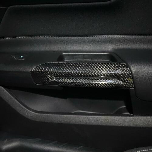 For Mustang Carbon Fiber Interior Door Armrest Decor Trim Fit Ford Mustang 2015 - 2018 2020 2021 2022 Car Accessories