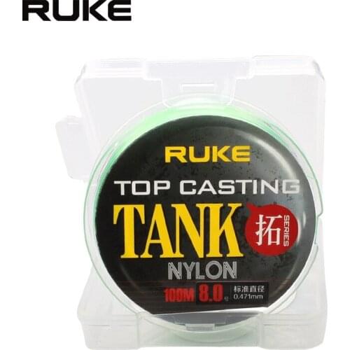 RUKE 2019 new Tank 100m Raw silk nylon fishing line,strong fishing line , Flexible and wear resistant ,free shipping