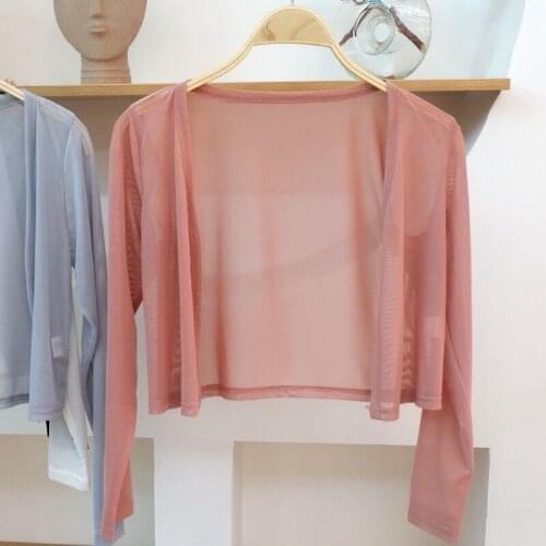Mesh shawl cardigan summer sun protection clothing thin coat short outer wear all-match UV protection P3 1126