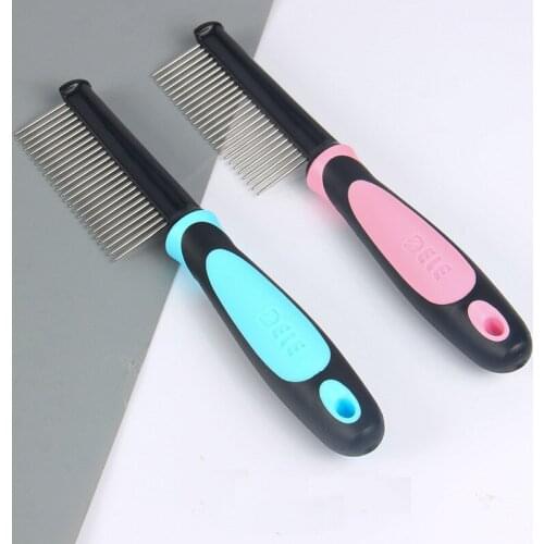 Pet Dog Brush Stainless Steel Single Row Comb Dog Hair Open Knot Comb Anti-knot Cat And Puppy Grooming Brush Clean Tool