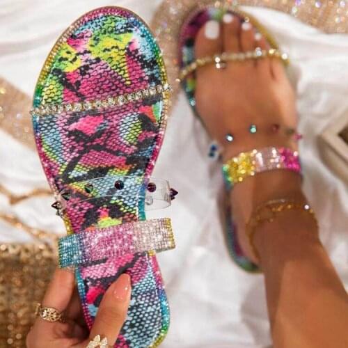 Summer Women Trend Fashion Slippers Multi Rivet Shiny Crystal Flat Heel Transparent PVC Outdoor Sexy Ladies Slides Female Shoes