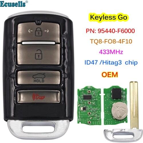 OEM 4 Buttons Smart Proximity Remote Key Fob 433MHZ ID47 Chip for Kia Cadenza 2017 2018 2019 PN: 95440-F6000 / TQ8-FO8-4F10