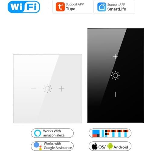 Tuya Smart WiFi Wall Touch Dimmer Switch Glass Panel Smart Home Control Works With Alexa Google Home Assistant