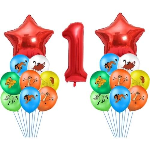 1 set Cartoons Lion King Party Balloons Jungle theme boy Childrens birthday party number balloons Baby shower decoration ball