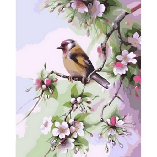 Frameless painting by numbers animals wall decor diy picture by numbers on canvas for home decor 4050cm bird on the tree