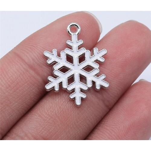WYSIWYG 10pcs 25x19mm Rhodium Color Snowflake Charms Pendant For Jewelry Making Earring Making Accessories