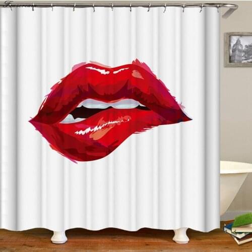 Bathroom shower curtains 3d bath curtain fabric curtain sex funny lip waterproof shower curtain cortinas de bano or mat