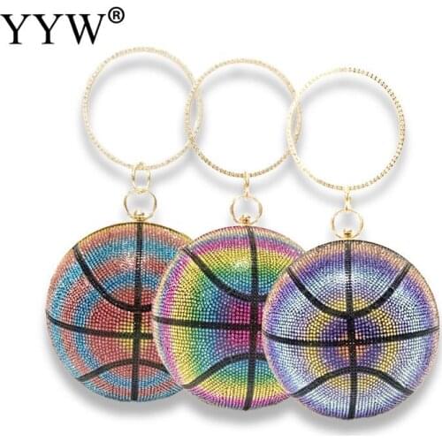 Gradient Rhinestone Evening Bags For Women 2021 Fashion Round Ball Handbags Evening Party Clutch Bag Bling Shoulder Pouch sac