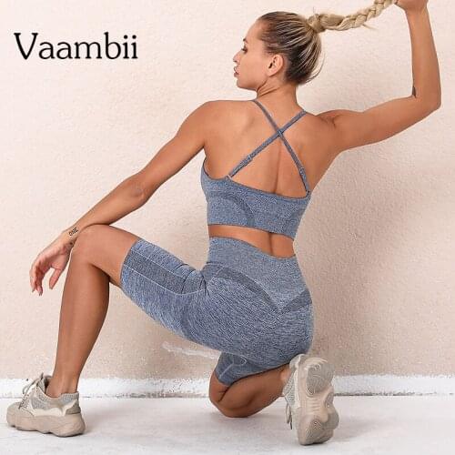 Womens Summer Tracksuit Seamless Yoga Suit For Fitness Clothing Sets With Shorts Sports Bra 2 Piece Sportswear Tracksuits