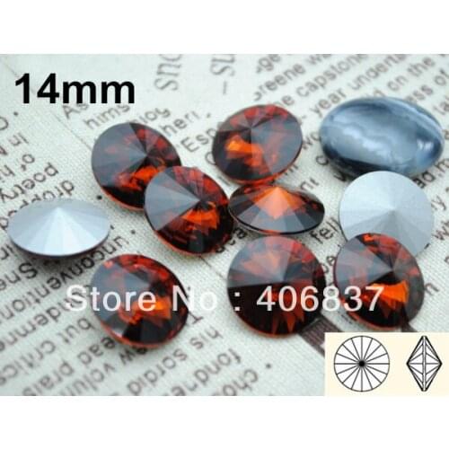 100pcs/Lot, 14mm Coffee Crystal Rivoli, Free Shipping! Chinese Top Quality Crystal Rivoli