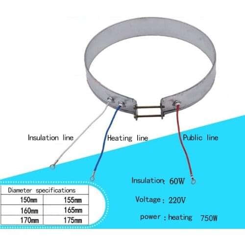 2pcs thin band heaters electric band heating element electric water heating element electric kettle parts 750W220V dia155-175mm