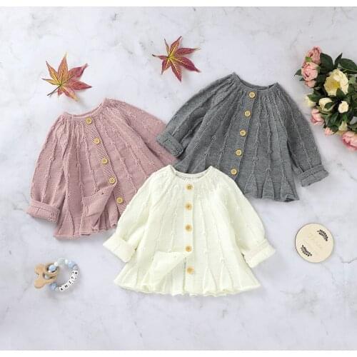 3Pcs Toddler Baby Girl Clothes Fall Outfits Solid Color Button up Cardigan Sweater + Short Pants + Hat Set