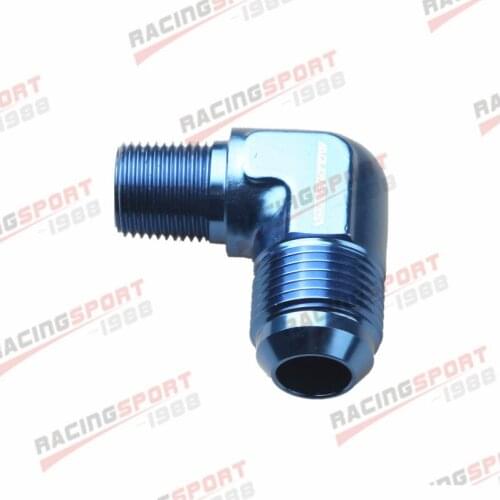 10AN AN-10 Male To 1/2" NPT Male 90 Degree Aluminum Fuel Fitting Adapter Blue