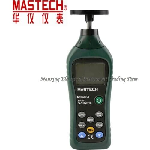 FAST SHIPMENT MASTECH MS6208A LCD Display Contact Type Digital Tachometer RPM Meter Rotation Speed 50-19999RPM Data Hold