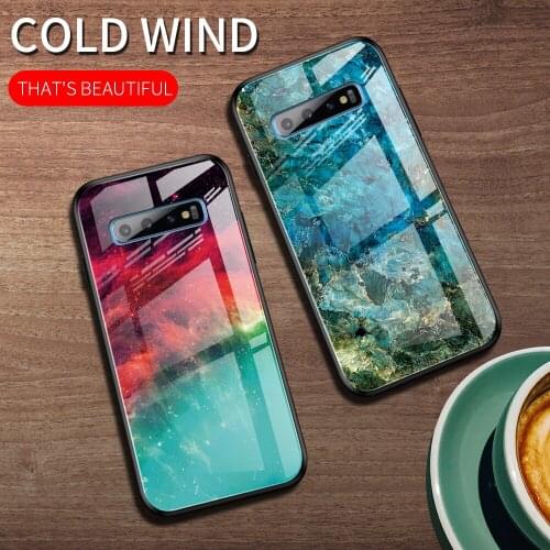 Tempered Glass Case for Samsung Galaxy S10 Plus Glossy Stained Gradient Colorful Cover for Samusng S10 Lite Fundas for S10E Capa