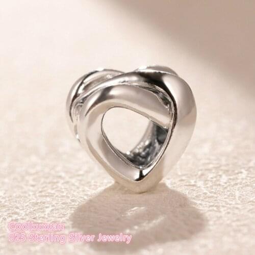Mothers Day 100% 925 Sterling Silver Knotted Heart Charm beads Fits Original Pandora bracelets Jewelry Making