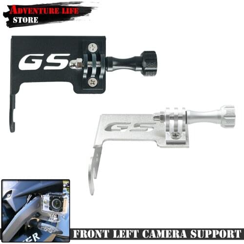 For BMW R1200GSA R1200GS ADV LC CNC Stainless Steel Motorcycle Front Left Camera Support Gopro Mount Bracket Black/Silver R 1200