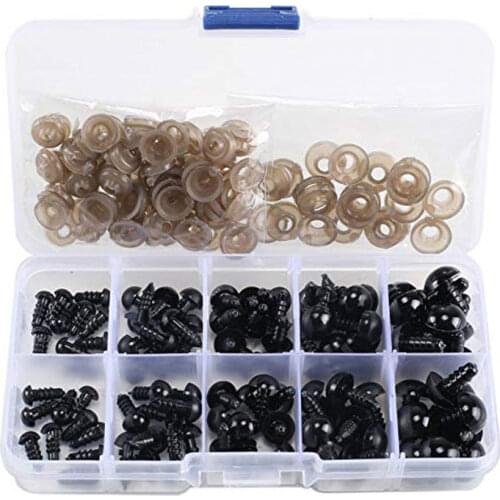 100pcs 6-12mm Black Plastic Crafts Safety Eyes for Teddy Bear Soft Toy Animal Doll Amigurumi DIY Accessories