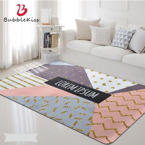 Bubble Kiss Carpet Nordic Style Fashion Geometric Color Matching Pattern Rug Double Layer Cotton Home Computer Table Decor Rug