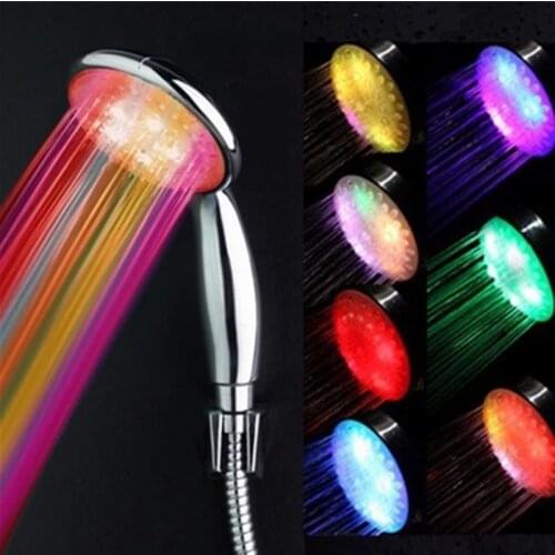 Shower 7 Colors LED Shower Head Handheld Romantic Light Color Changing Home Bathroom Water Flow Automatic Control Shower Head