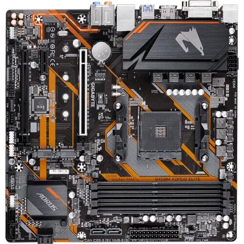 Used,Gigabyte GA B450M AORUS ELITE AMD B450 /4-DDR4 DIMM /M.2 /USB3.1 /Micro-ATX /New / Max-64G Double Channel AM4 Motherboard