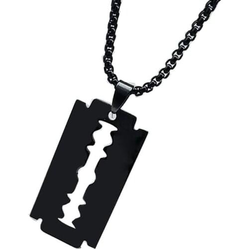 Fashion Blade Stainless Steel Necklaces Men Jewerly Black Color Gothic Necklaces & Pendants Jewelry Collier Homme
