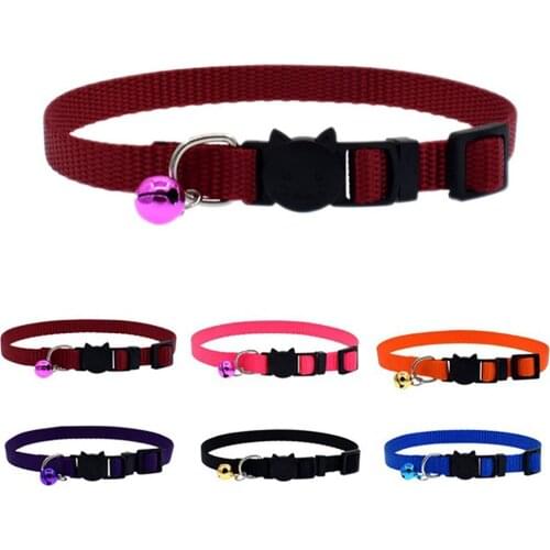 Fashion Cat Kitten Puppy Small Dog Adjustable Nylon Collar with Bell Charm Necklace Collar For Little Dog Cat Collars Pet Supply