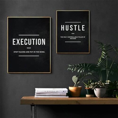 Grind Hustle Execution Motivational Posters Canvas Painting Prints Entrepreneur Inspirational Wall Art Office Home Decor