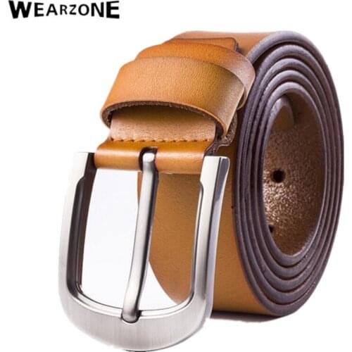WEARZONE Men Belts High Quality Genuine Leather Belt Man Fashion Strap Male Cowhide Belts For Men Jeans Cow Leather