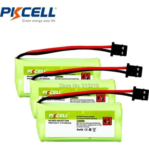 Ni-MH 2.4V 800mAh Rechargeable Mitusmi-2P BT1008 Uniden Rechargeable Phone Battery, Nickel Metal Hydride NiMH, DC 2.4V Pack of 3