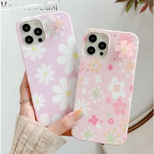 Cute Flowers Silicone Phone Case For iPhone 12 11 Pro X Xr Xs Max 12 Mini SE2 7 8 Plus Shockproof Soft Floral Girl Fashion Cover